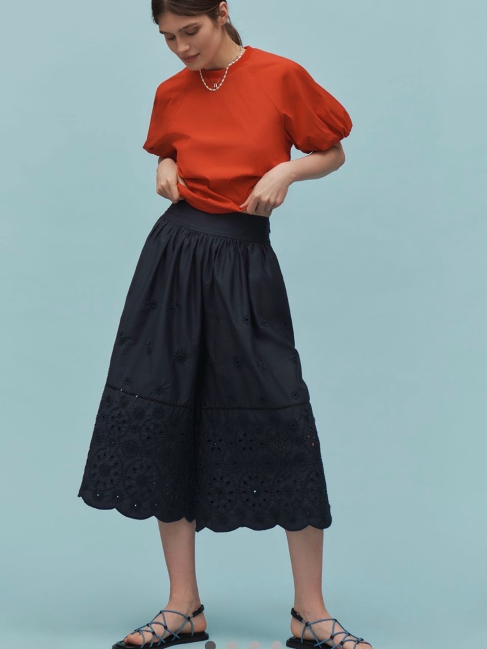 Anthropologie - Maeve Embroidered Skirty Culottes EUC
